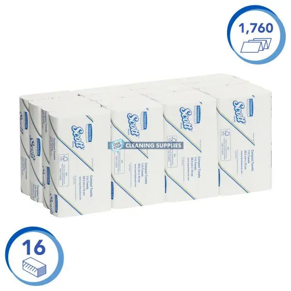 Scott Control Compact Hand Towels White 1 Ply 16 Packs